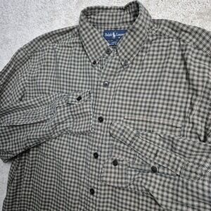 Polo Ralph Lauren Creek Shirt Mens Large Green Check Wool Blend Classic Outdoor